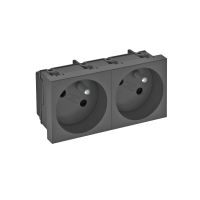 Gniazdo podwójne 33st, NF, 250V, 10/16A, PC, grafit, 7021 STD-F3 SWGR2 | 6120250 Obo Bettermann