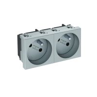 Gniazdo podwójne 33st, NF, 250V, 10/16A, PC, aluminium lakierowane STD-F3 AL2 | 6120252 Obo Bettermann