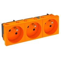 Gniazdo potrójne 33st, NF, 250V, 10/16A, PC, pomarańczowy, 2004 STD-F3 ROR3 | 6120264 Obo Bettermann