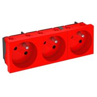 Gniazdo potrójne 33st, 250V, 10/16A, PC, czerwony, 3001 STD-F3 SRO3 | 6120268 Obo Bettermann