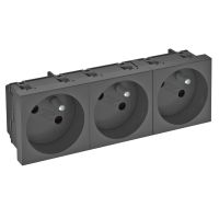 Gniazdo potrójne 33st, NF, 250V, 10/16A, PC, grafit, 7021 STD-F3 SWGR3 | 6120270 Obo Bettermann