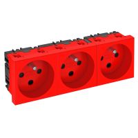 Gniazdo potrójne 0st, kodowane z bolcem uziemiającym 250V, 10/16A, PC, czerwony, 3001 STD-F0K SRO3 | 6120316 Obo Bettermann
