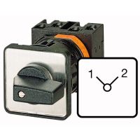 Łącznik krzywkowy 2P, 20A, 6,5kW, 1-2, bez samopowrotu, pokrętło czarne, do wbudowania w otworze 22,3mm, T0-2-8221/EZ P/T | 010372 Eaton