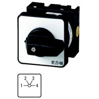 Łącznik krzywkowy 1P, 20A, 6,5kW, 1-4, bez samopowrotu, pokrętło czarne, natablicowy, T0-2-8231/E | 012750 Eaton