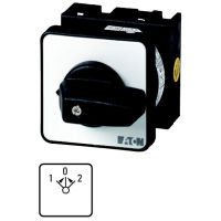 Łącznik krzywkowy 2P, 20A, 6,5kW, 1>0<2, z samopowrotem, pokrętło czarne, natablicowy, T0-2-8215/E P/T | 022236 Eaton