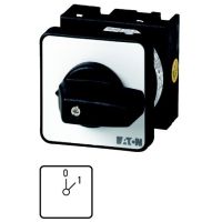 Łącznik krzywkowy 1P, 20A, 6,5kW, 0-1, bez samopowrotu, pokrętło czarne, natablicowy, T0-1-15401/E P/T | 038854 Eaton