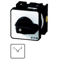 Łącznik krzywkowy 4P, 20A, 6,5kW, 1-2, bez samopowrotu, pokrętło czarne, natablicowy, T0-4-8223/E P/T | 050712 Eaton