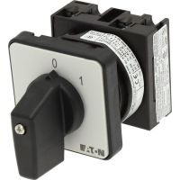 Łącznik krzywkowy 2P, 20A, 6,5kW, 0-1, bez samopowrotu, pokręło czarne, natablicowy, T0-1-15402/E P/T | 053092 Eaton