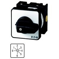 Łącznik krzywkowy 1P, 20A, 6,5kW, 0-6, bez samopowrotu, pokrętło czarne, do wbudowania w otworze 22,3mm, T0-3-8244/EZ P/T | 098176 Eaton