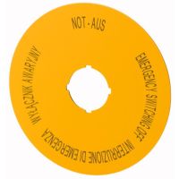 Szyld do przycisków awaryjnych PL, GB, DE, I, M22-XAK5, żółty RMQ-Titan M22 | 167641 Eaton