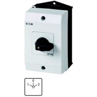 Łącznik krzywkowy 3P, 20A, 6,5kW, 1-0-2, bez samopowrotu, pokrętło czarne, w obudowie, T0-3-8401/I1 | 207132 Eaton