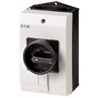 Łącznik krzywkowy 3P, 25A, 13kW, 0-1, pokrętło czarne, w obudowie, P1-25/I2/SVB-SW/HI11 | 207295 Eaton