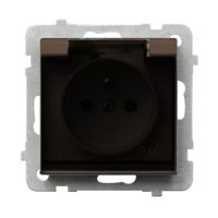 Gniazdo pojedyncze z/u 16A, IP44, pokrywa przezroczysta, czekoladowy metal, Sonata | GPH-1RZ/m/40/d Ospel