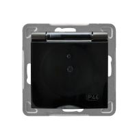 Gniazdo pojedyncze z/u, pokrywa przezroczysta 16A, IP44, antracyt, Impresja | GPH-1YZ/m/50/d Ospel