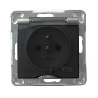 Gniazdo pojedyncze z/u, pokrywa przezroczysta 16A, IP44, tytan, Impresja | GPH-1YZ/m/23/d Ospel