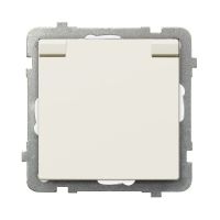 Gniazdo bryzgoszczelne z/u IP44, wieczko w kolorze wyrobu, 16A/250~, zaciski gwintowe, ecru, SONATA | GPH-1RZ/m/27/w Ospel