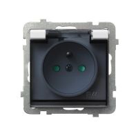 Gniazdo pojedyncze z/u 16A, IP44, pokrywa dymna, biały, Sonata | GPH-1RZP/m/00/d Ospel