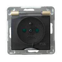 Gniazdo pojedyncze z/u, pokrywa przezroczysta 16A, IP44, złoty metalik, Impresja | GPH-1YZP/m/28/d Ospel