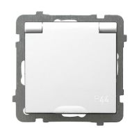 Gniazdo pojedyncze z/u, pokrywa w kolorze wyrobu 16A, IP44, białe, As | GPH-1GZP/m/00/w Ospel