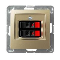 Gniazdo głośnikowe podwójne, złoty metalik, Impresja | GG-2Y/m/28 Ospel