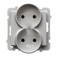 Gniazdo podwójne b/u, 16A, zaciski gwintowe, srebro mat, Sonata | GP-2RR/m/38 Ospel