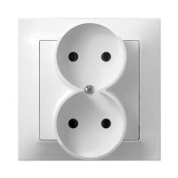 Gniazdo podwójne 16A białe kompletne z ramką, Impresja | GP-2Y/00 Ospel