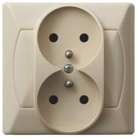 Gniazdo podwójne z/u 16A, zaciski gwintowe, beżowe, Akcent | GP-2AZ/01 Ospel