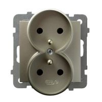 Gniazdo podwójne z/u 16A, moduł bez ramki, satyna, As | GP-2GRZ/m/45 Ospel