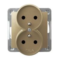 Gniazdo podwójne z/u 16A, zaciski gwintowe, złoty metalik, Impresja | GP-2YRZ/m/28 Ospel