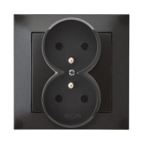 Gniazdo podwójne z/u 16A antracyt kompletne z ramką, Impresja | GP-2YZ/50 Ospel