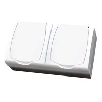 Gniazdo podwójne z/u Schuko, pokrywa biała 16A, IP44, białe, Madera | GNH-2NS/00/w Ospel