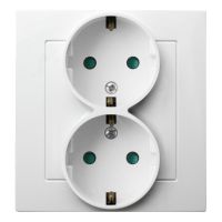 Gniazdo podwójne z/u Schuko z przesłonami torów prądowych, kompletne z ramką GP-2GSP/00 se | GP-2GSP/00 Ospel
