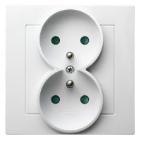 Gniazdo podwójne z/u 16A, zaciski gwintowe, z przesłonami białe, As | GP-2GZP/00 Ospel