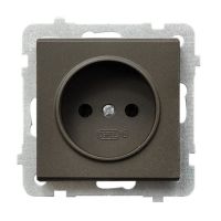 Gniazdo pojedyncze b/u 16A, zaciski gwintowe, czekoladowy metal, Sonata | GP-1R/m/40 Ospel