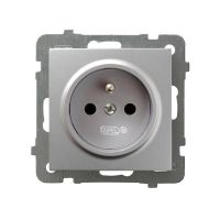 Gniazdo pojedyncze z/u 16A, zaciski gwintowe, srebrne, As | GP-1GZ/m/18 Ospel