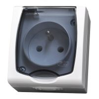 Gniazdo pojedyncze z/u 16A, IP44, pokrywa przezroczysta, zaciski gwintowe, białe, Madera | GNH-1NZ/00/d Ospel