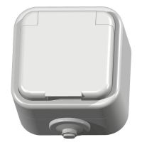 Gniazdo pojedyncze z/u, pokrywa w kolorze wyrobu 16A, IP44, białe, Delfina | GNH-1DZ/00/w Ospel