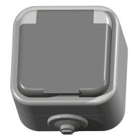 Gniazdo pojedyncze z/u, pokrywa w kolorze wyrobu 16A, IP44, szare, Delfina | GNH-1DZ/30/w Ospel