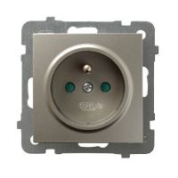 Gniazdo pojedyncze z/u, z przesłoną styków 16A, satyna light, As | GP-1GZP/M/45 Ospel