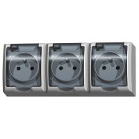 Gniazdo potrójne z/u, pokrywa dymna 16A, IP44, zacisk gwintowe, białe, Fala | GNH-3HZ/00/d Ospel