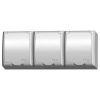 Gniazdo potrójne z/u, pokrywa w kolorze wyrobu 16A, IP44, zacisk gwintowe, białe, Fala | GNH-3HZ/00/w Ospel