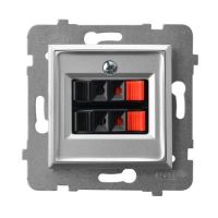 Gniazdo głośnikowe podwójne 0,75mm2 Aria srebrne | GG-2U/m/18 Ospel
