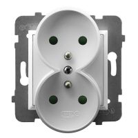 Gniazdo podwójne z/u z przesłonami torów prądowych, moduł bez ramki GP-2URZP/m/00 Aria | GP-2URZP/m/00 Ospel