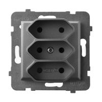 Gniazdo potrójne EURO GP-3U/m/70 szary mat, Aria | GP-3U/m/70 Ospel