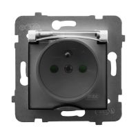 Gniazdo bryzgoszczelne z/u IP-44 z przesłonami torów prądowych, biały Aria | GPH-1UZP/m/00/d Ospel