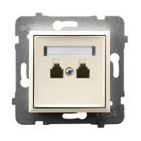 Gniazdo telefoniczne podwójne niezależne Ecru Ospel Aria | GPT-2UN/m/27 Ospel