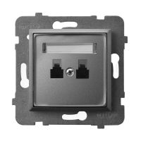 Gniazdo telefoniczne podwójne niezależne GPT-2UN/m/70 szary mat Aria | GPT-2UN/m/70 Ospel