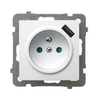 Gniazdo pojedyncze z uziemieniem z przesłonami torów prądowych, z ładowarką USB, biały, AS | GP-1GZPUSB/m/00 Ospel