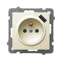 Gniazdo pojedyncze z/u, z przesłonami torów prądowych, z ładowarką USB, ecru, As | GP-1GZPUSB/m/27 Ospel