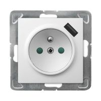 Gniazdo pojedyncze z/u z przesłonami torów prądowych, z ładowarką USB GP-1YZPUSB/m/00 | GP-1YZPUSB/m/00 Ospel